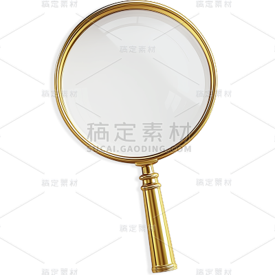 图标系列-通用-写实金色/古铜色放大镜贴纸