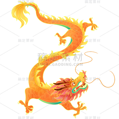 龙年春节新春中式中国风写实插画龙吉祥物生肖动物元素素材