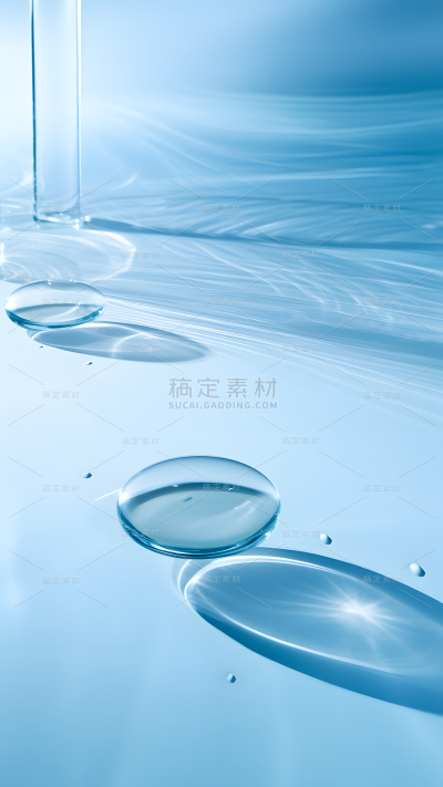 通用电商简约透明玻璃感水面展台场景背景