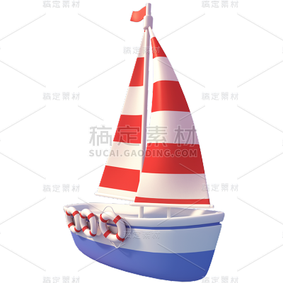 旅游出行交通工具帆船3D贴纸