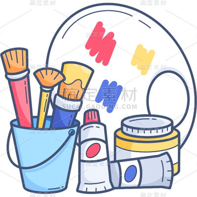 描边插画文具素材插画贴纸