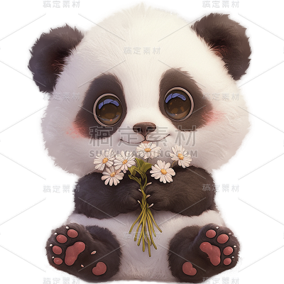 动物系列厚涂风插画熊猫