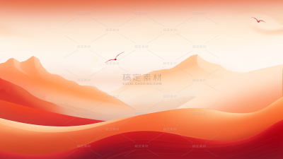 国庆系列通用红色大气群山背景素材