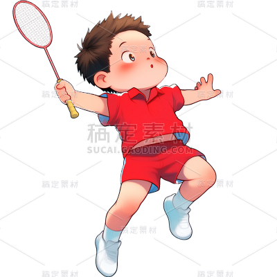 巴黎奥运会可爱Q版插画奥运人物贴纸-羽毛球