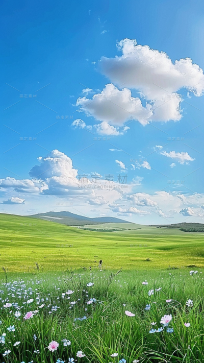 风光通用实景蓝天白云草地背景图片素材