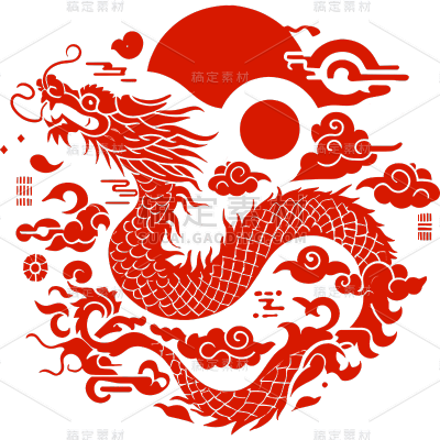 龙年春节过年新年除夕新春2024金色中国风龙纹