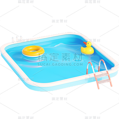 夏天夏日卡通感通用蓝色清爽海边泳池
