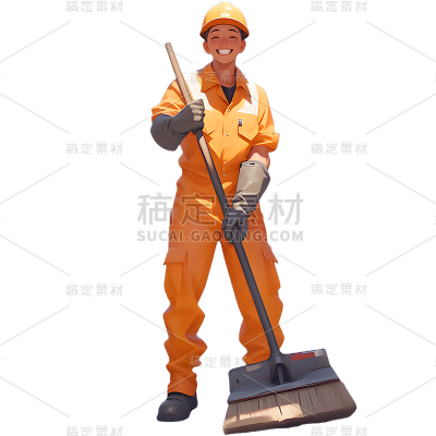 清洁工职业人物元素AI套系人物贴纸
