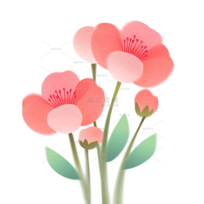 植物系列弥散风春天小花插画