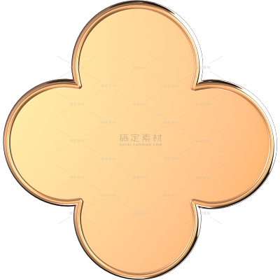 植物系列国潮风金属四叶草形边框