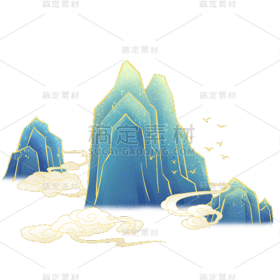 中国风中式国潮插画山水元素素材