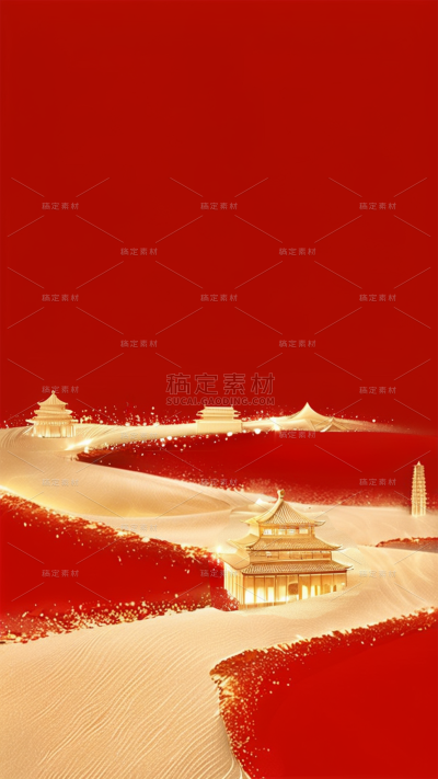 背景系列红金色流沙感建筑背景