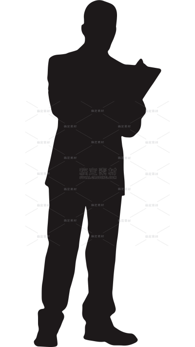 人物系列黑色剪影西装成年男性站立贴纸（td）
