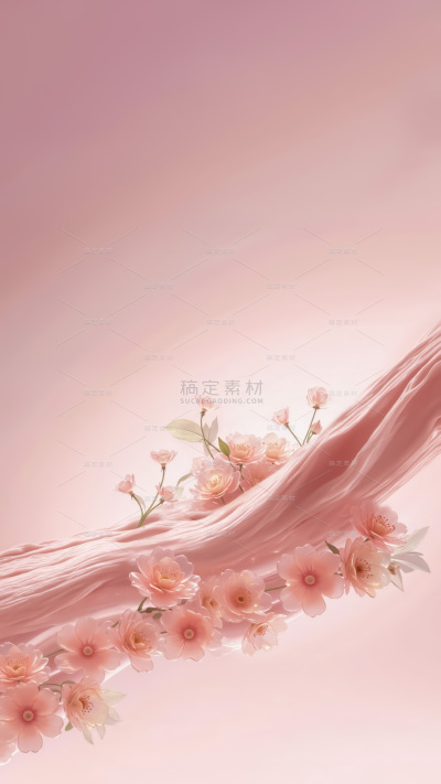 常规背景系列梦幻感水晶树枝花朵展台背景