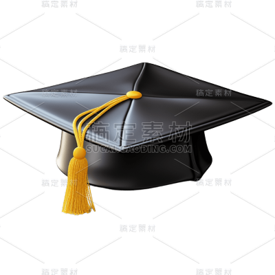 3D黑色学士帽贴纸