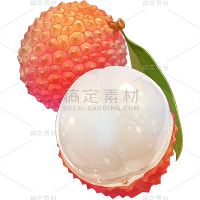果蔬通用剥皮荔枝插画贴纸