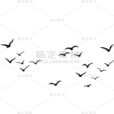 动物系列通用插画分散鸟剪影贴纸