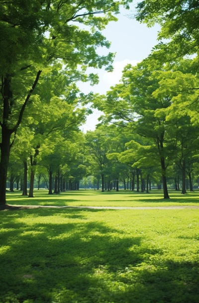 绿色树林风景场景图片