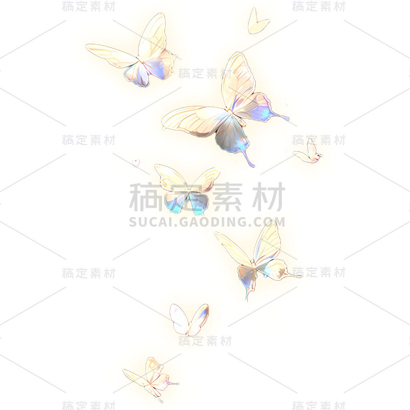 动物系列梦幻插画金色渐变蝴蝶组合
