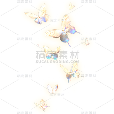 动物系列梦幻插画金色渐变蝴蝶组合