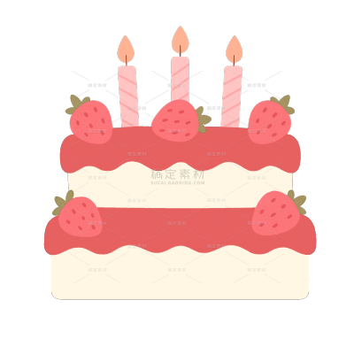 美食系列卡通双层粉红生日蛋糕元素（td）