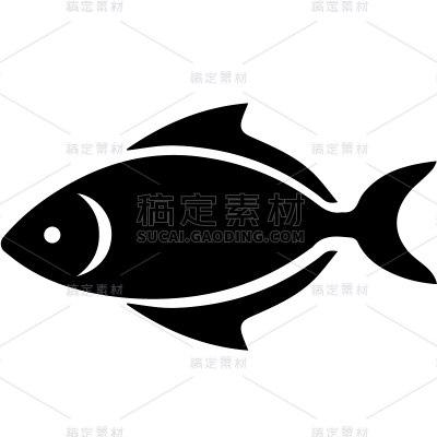通用-抽象平面矢量鱼图标贴纸动物系列