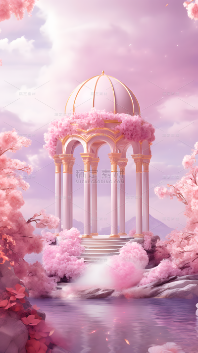 情人节白色情人节520浪漫感3D建筑场景图片素材