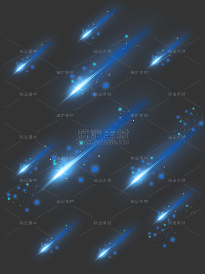 特效系列插画风蓝色流星粒子光效贴纸