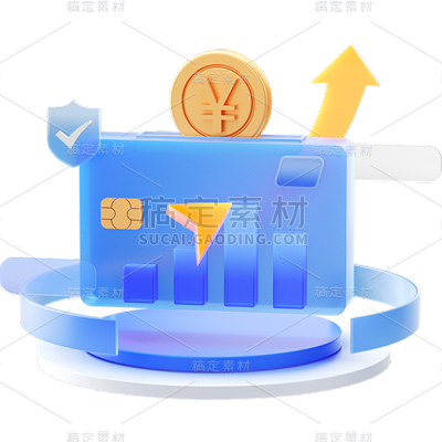 金融理财保险3D立体C4D金币组合元素