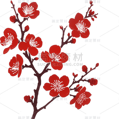 扁平红色梅花花朵