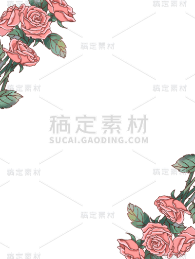 通用手绘插画花朵玫瑰花边框元素