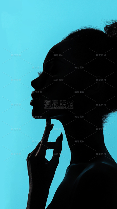 美妆系列美女侧脸剪影元素