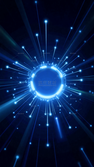 科技风系列蓝色光圈发散光线高光光效背景