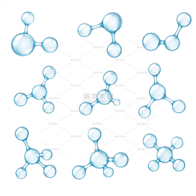 医疗系列写实蓝色分子元素组合（td）