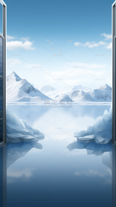 小雪节气冬季冬天通用实景雪山冰川雪地天空风景展台场景背景