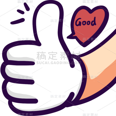 图标系列-通用-插画大拇指贴纸