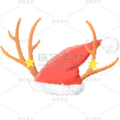 圣诞节平安夜卡通感插画可爱圣诞帽元素素材