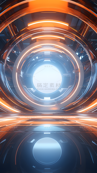 通用电商促销橙金色科技感3D场景背景图片素材