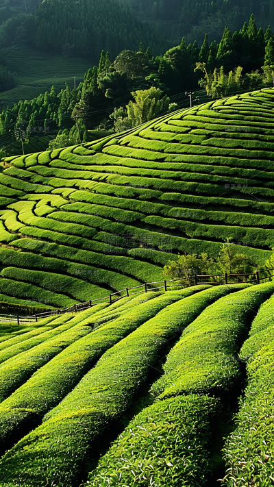 植物通用实景绿色茶园场景背景图片素材