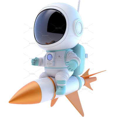 宇宙系列3D可爱不露脸宇航员火箭