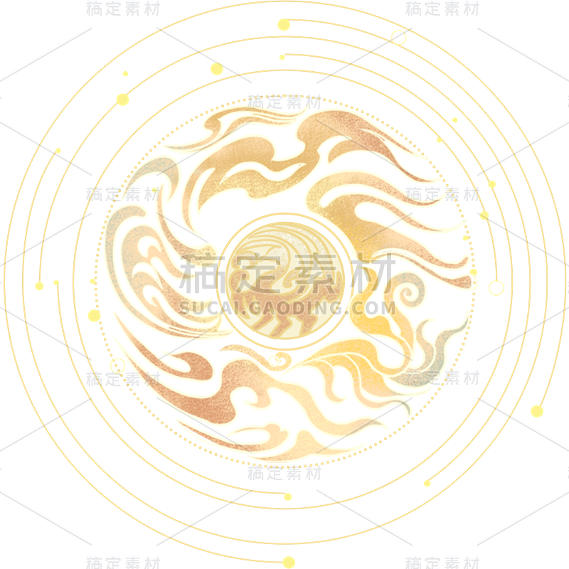 几何系列中国风线条太阳光圈贴纸