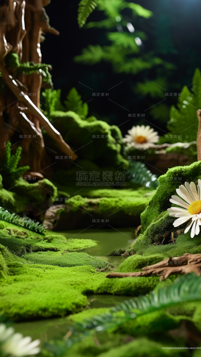 通用电商促销户外绿植场景3D立体C4D场景背景图片素材