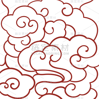 祥云元素线条贴纸