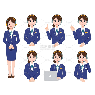 人物系列插画风客服女士动作（td）