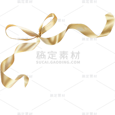 装饰系列粉色金色实景-长丝带蝴蝶结通用元素素材