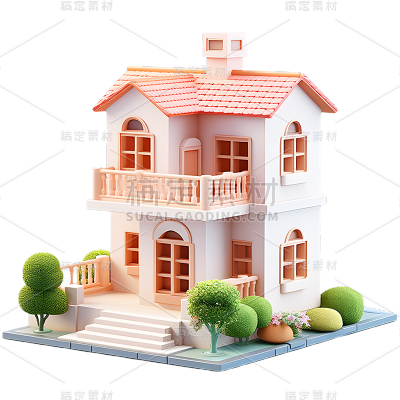 3D立体建筑别墅元素