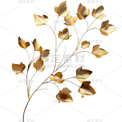植物通用立体金属树枝元素素材