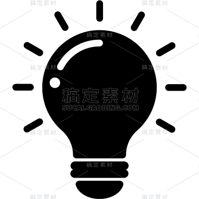 家居系列-插画灯泡图标贴纸元素