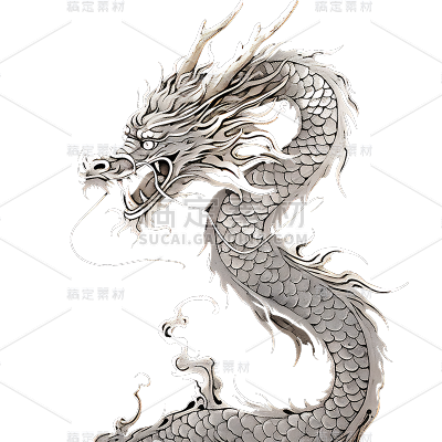 通用插画神话生物中式传统龙元素贴纸
