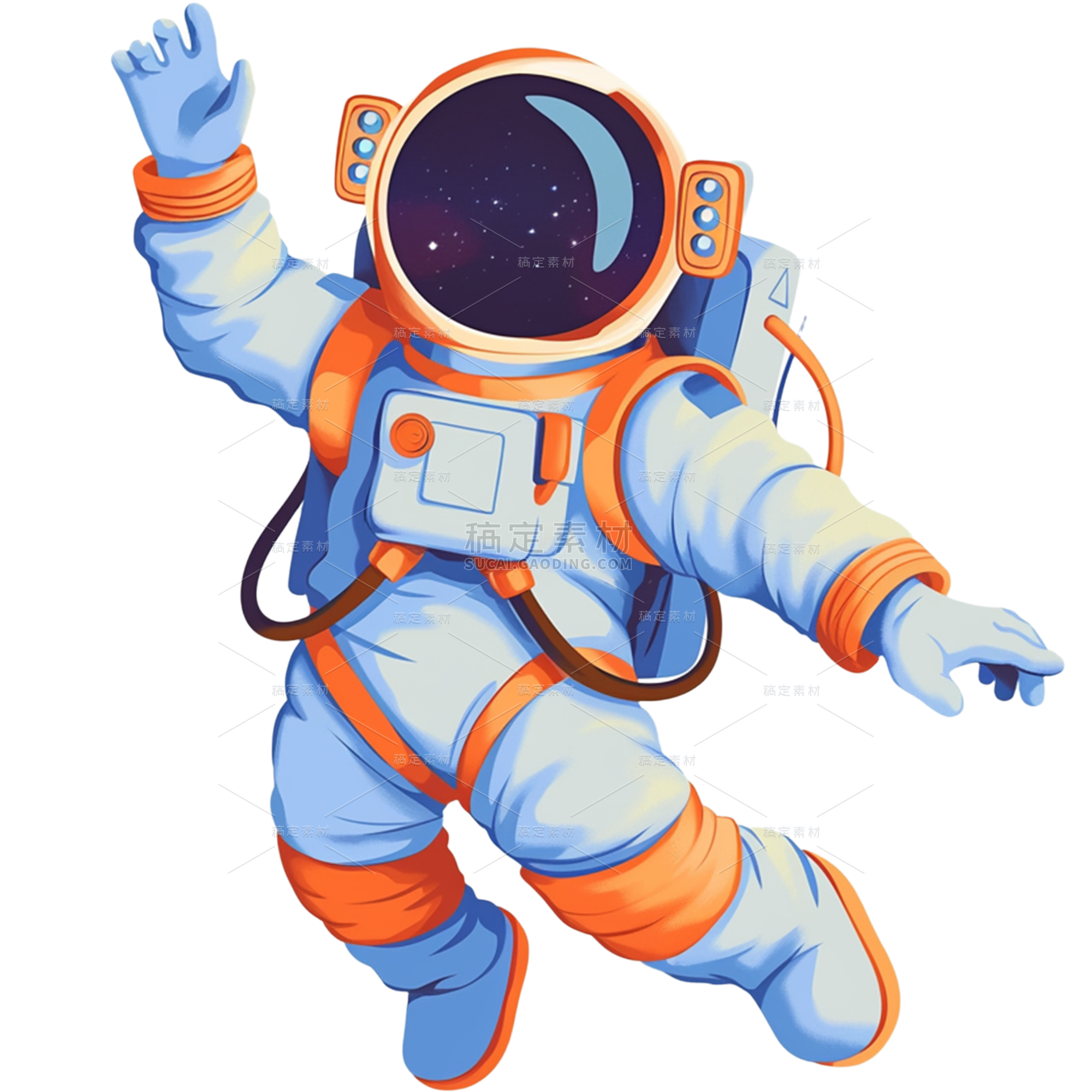 宇宙系列肌理插画宇航员贴纸